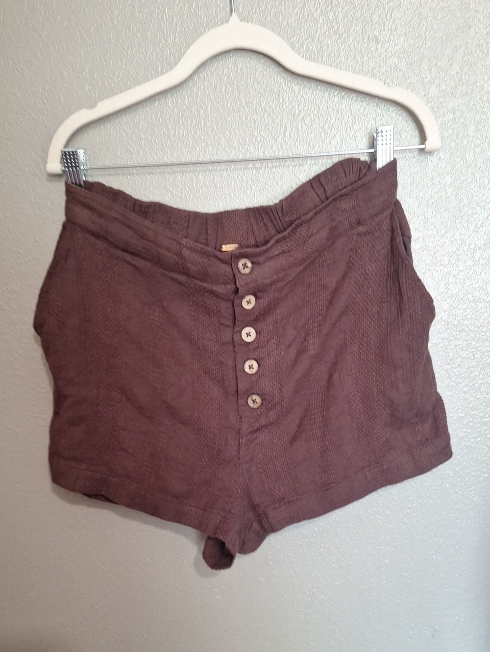 Free People Brown Cotton Linen Summer Shorts -Small